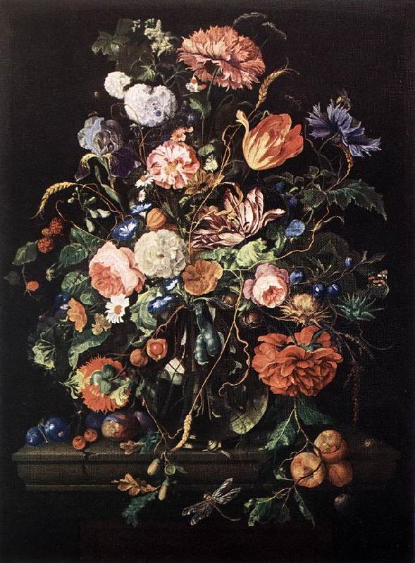 Jan Davidsz. de Heem Flowers in Glass and Fruits oil painting image